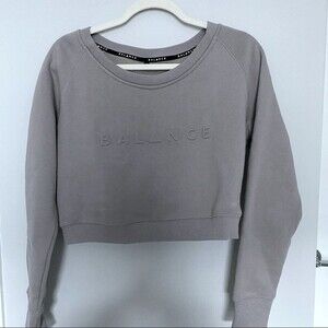 Balance Athletica Sweatshirt Womens Essence Cropped Crew Lucid Taupe Tan Gray